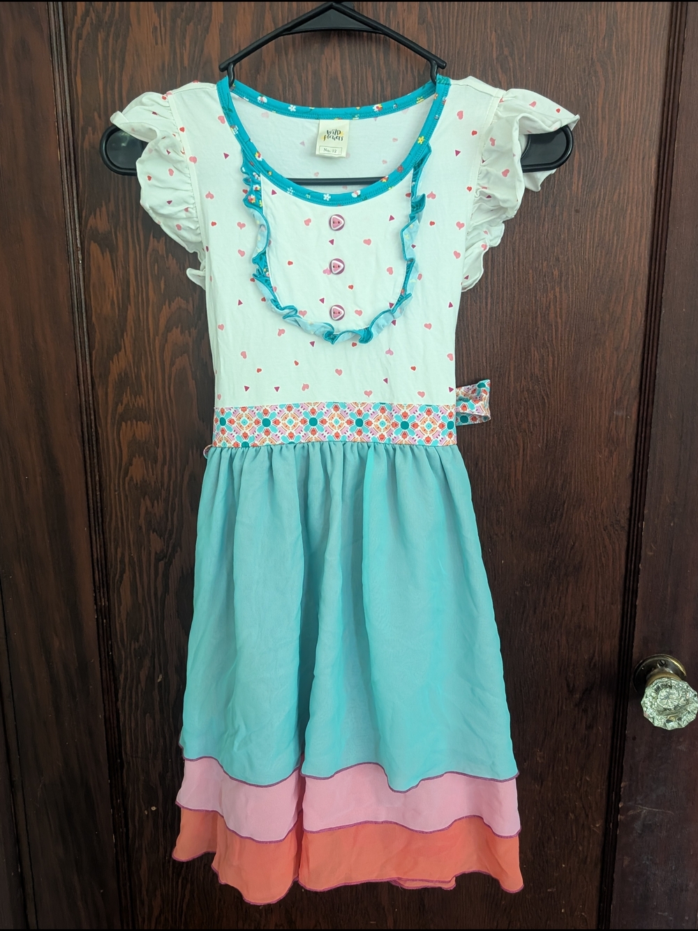 Wildflowers Aqua, Pink & Coral Layered Ruffle Dress